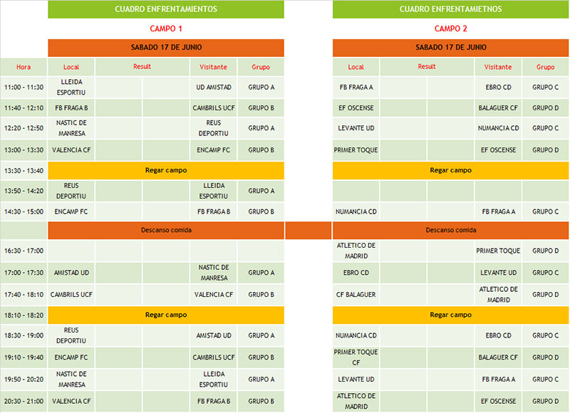 torneo futbol horarios